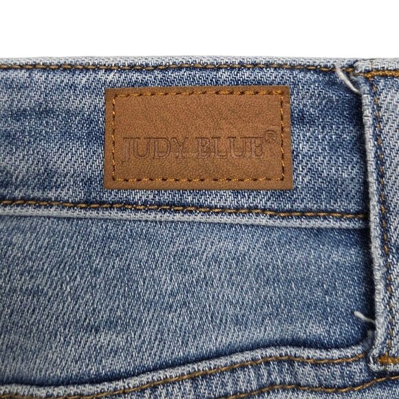 Judy Blue Relaxed Fit Jeans Womens 32 Distressed Fray Hem High Rise - Picture 9 of 12